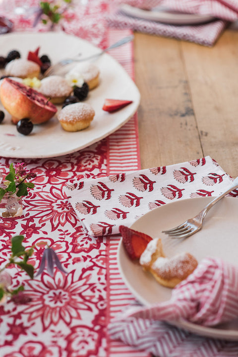 MEADOW CORAL hand block printed runner