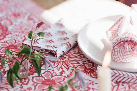 MEADOW CORAL hand block printed runner