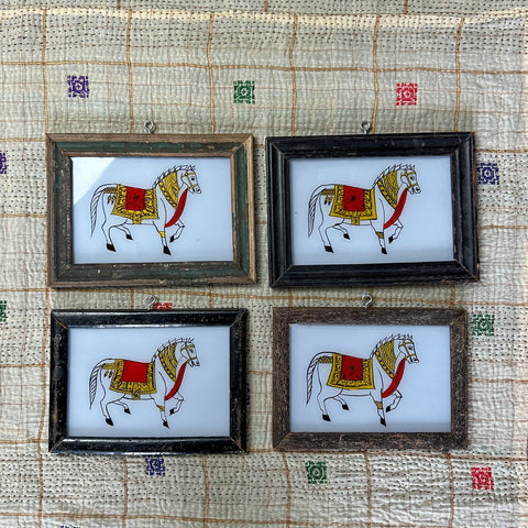 HORSE WHITE RIGHT Indian glass painting - multiple available