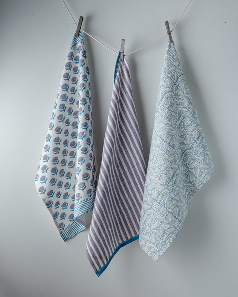 STRIPE LILAC tea towel