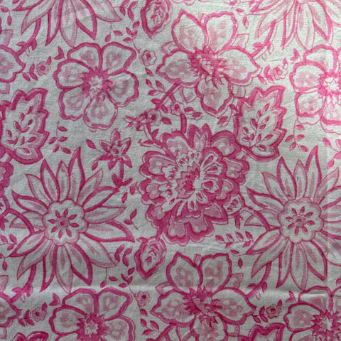 MEADOW SOFT PINK hand block printed tablecloth