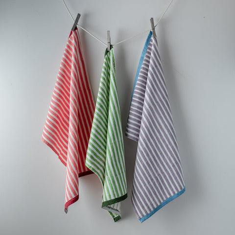 STRIPE CHERRY PINK tea towel