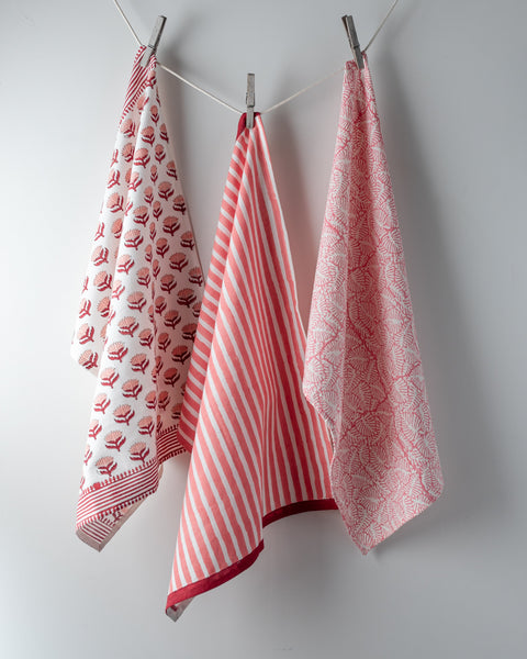 LOTUS FLOWER CHERRY PINK tea towel