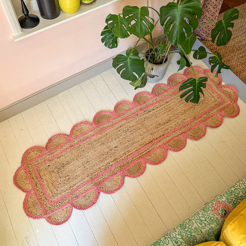 NEW ROSE scalloped hand woven jute runner