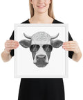 Cool Bull with Sunglasses Framed poster