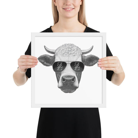 Cool Bull with Sunglasses Framed poster