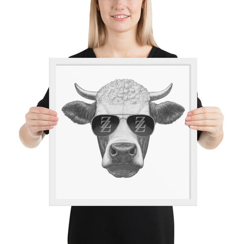Cool Bull with Sunglasses Framed poster