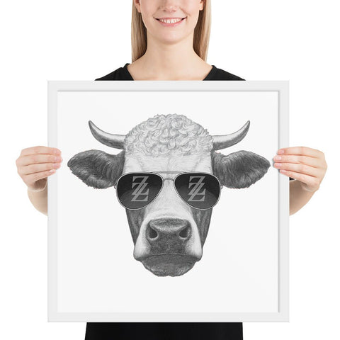 Cool Bull with Sunglasses Framed poster