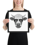 Cool Bull with Sunglasses Framed poster