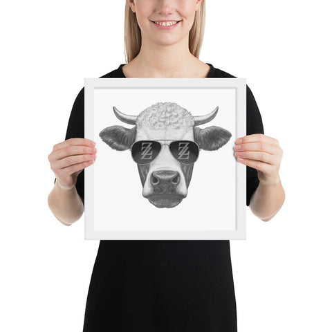 Cool Bull with Sunglasses Framed poster