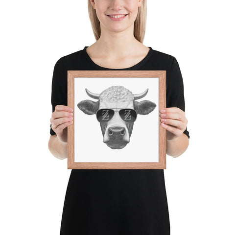 Cool Bull with Sunglasses Framed poster