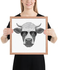 Cool Bull with Sunglasses Framed poster