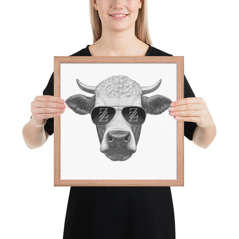 Cool Bull with Sunglasses Framed poster