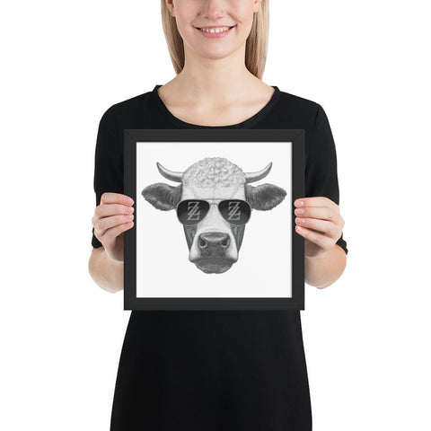 Cool Bull with Sunglasses Framed poster