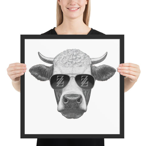 Cool Bull with Sunglasses Framed poster