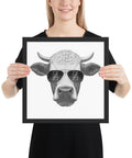 Cool Bull with Sunglasses Framed poster