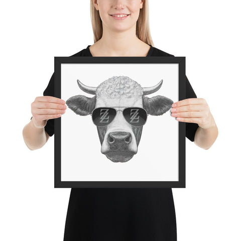 Cool Bull with Sunglasses Framed poster