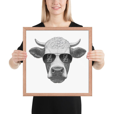 Cool Bull with Sunglasses Framed poster