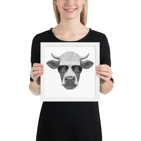 Cool Bull with Sunglasses Framed poster