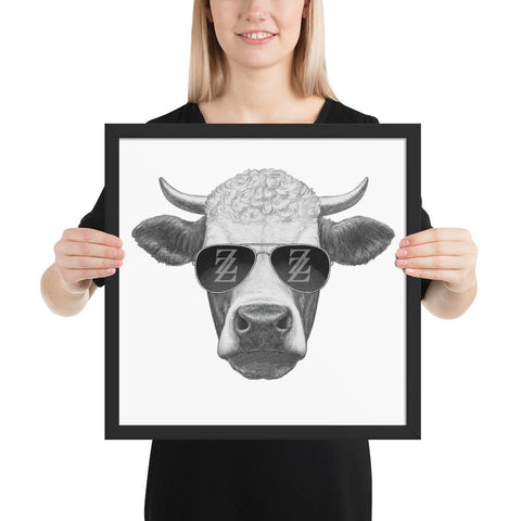 Cool Bull with Sunglasses Framed poster
