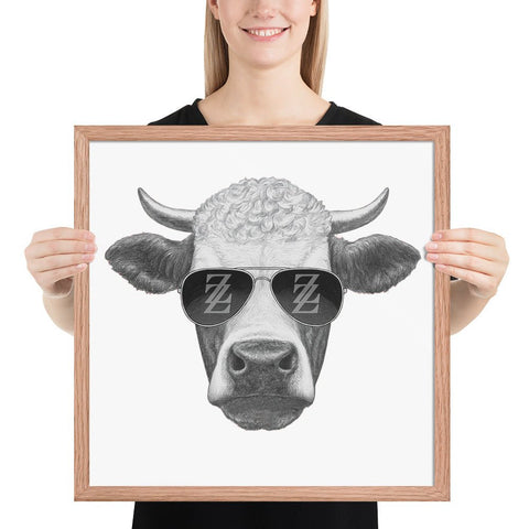 Cool Bull with Sunglasses Framed poster