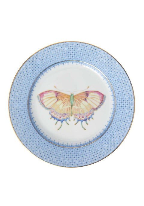 Cornflower Blue Lace Plate Butterfly Side/ Pudding Plate - Set of 4
