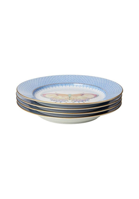 Cornflower Blue Lace Plate Butterfly Side/ Pudding Plate - Set of 4
