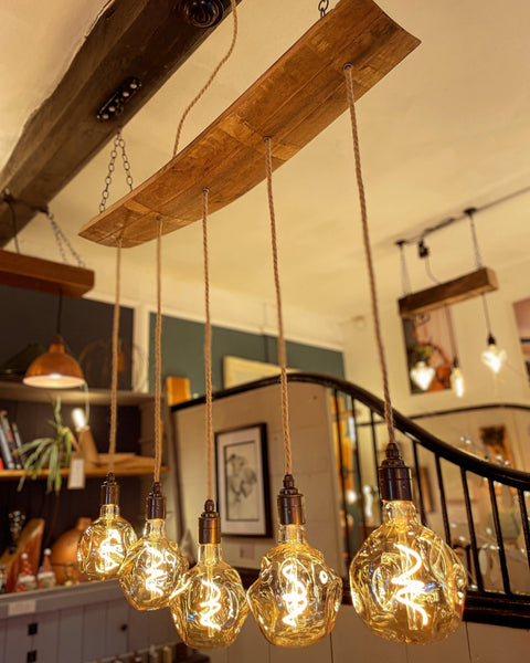 Curvey Oak Stave Chandelier