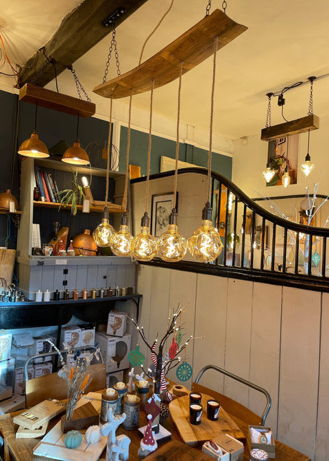 Curvey Oak Stave Chandelier