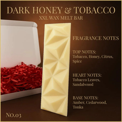 Miel noir et tabac - Barre de cire fondante XXL 100 g