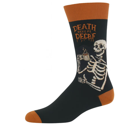 Death Before Decaf Men’s Crew Socks – Skeleton Coffee Design