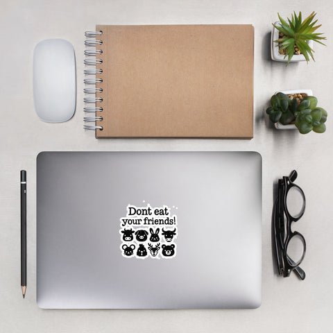 Animal friendship sticker displayed on everyday accessories