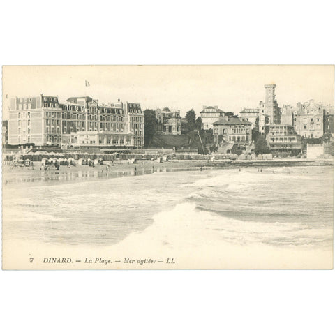 Dinard, France – The Beach and Rough Sea – Postcard