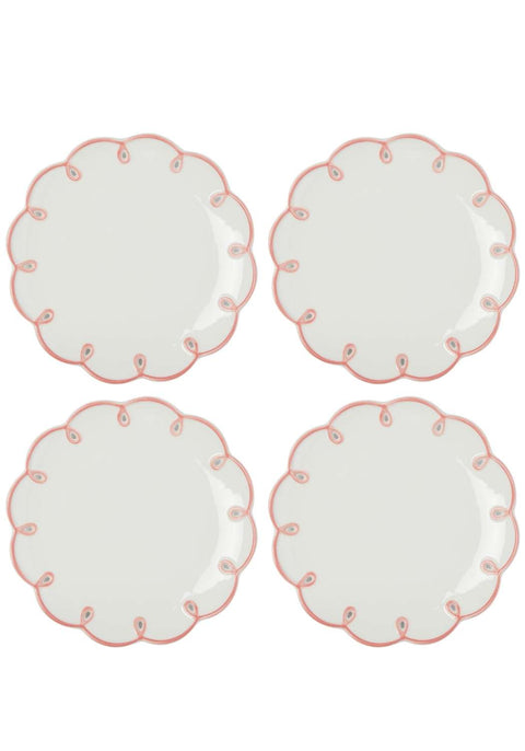 Pretty In Pink Scalloped Lunch Plate - Set of 4