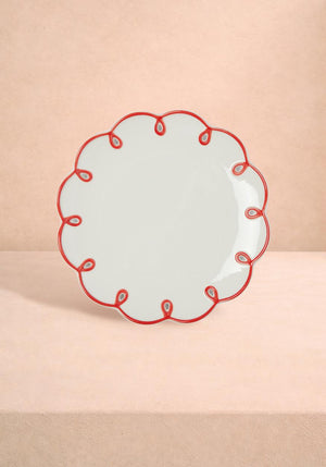 Rosy Red Scalloped Dessert Plate - Set of 4