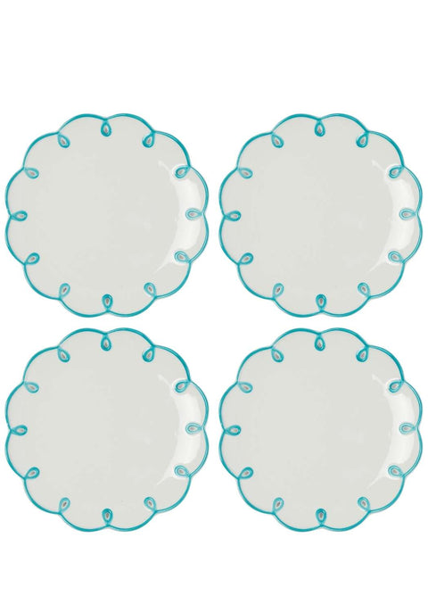 Sky Blue Scalloped Dessert Plate - Set of 4