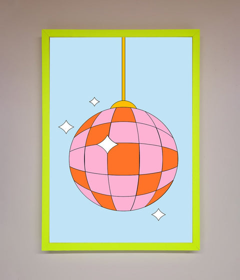 Disco Ball Pink Framed Poster