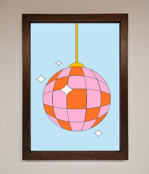Disco Ball Pink Framed Poster