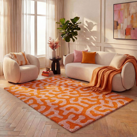 Joli tapis Orange & Rose Doodle