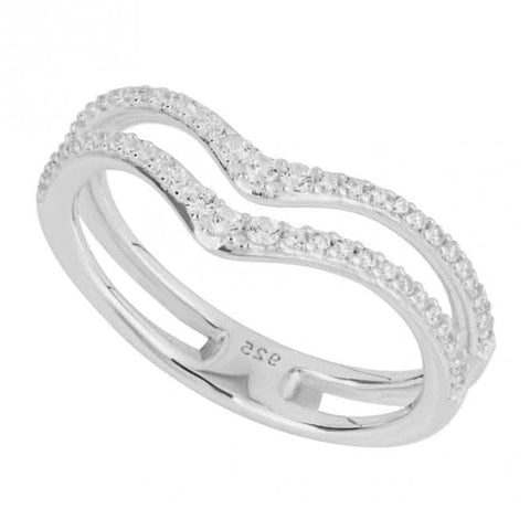 Bague double rangée en zircone en forme de V R3830C