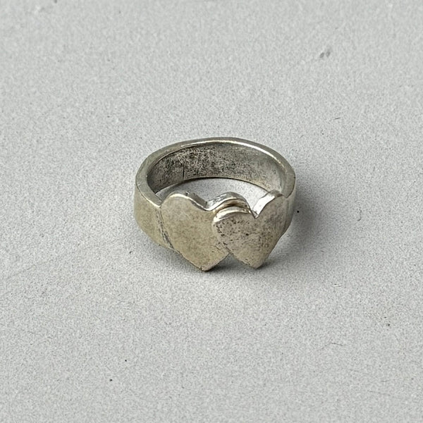 Crossed Hearts Silver Ring