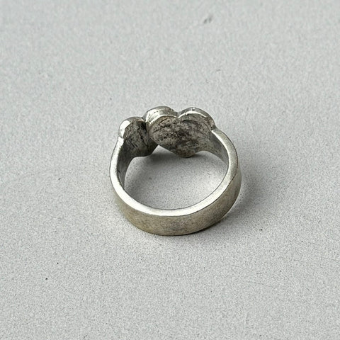 Crossed Hearts Silver Ring