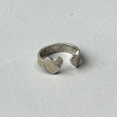 Crossed Hearts Silver Ring