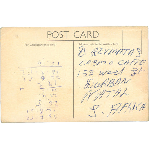 Durban, South Africa City Hall Showing West Street –Mid - 20th Century Postcard