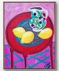 Kirsty Wain (XX) - Still Life with red table and lemons - No Reserve