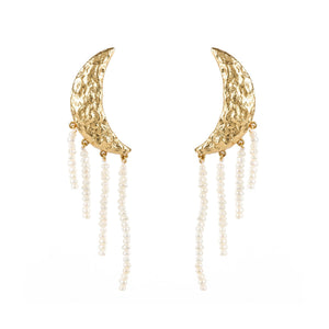 Moon and Pearls Statement Earrings