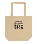 Don’t Eat Your Friends organic cotton eco tote in Oyster – front with original animal friendship illustration – view 1