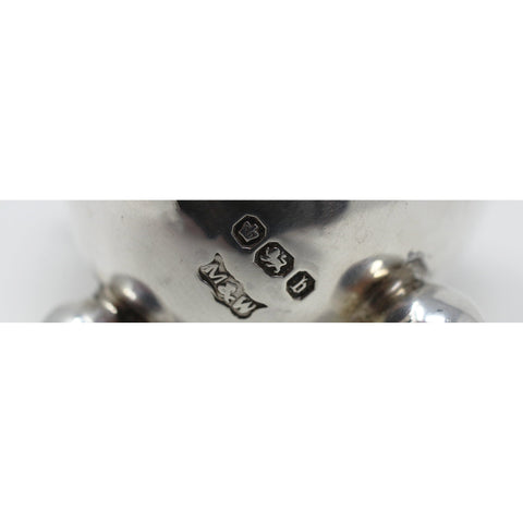 Egg Shaped 1894 Antique Victorian Era Sterling Silver Mustard Pot with Glass Liner Silversmith Mappin & Webb Ltd Sheffield Hallmarks