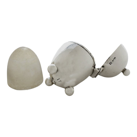 Egg Shaped 1894 Antique Victorian Era Sterling Silver Mustard Pot with Glass Liner Silversmith Mappin & Webb Ltd Sheffield Hallmarks