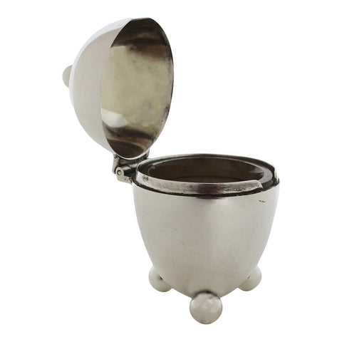 Egg Shaped 1894 Antique Victorian Era Sterling Silver Mustard Pot with Glass Liner Silversmith Mappin & Webb Ltd Sheffield Hallmarks